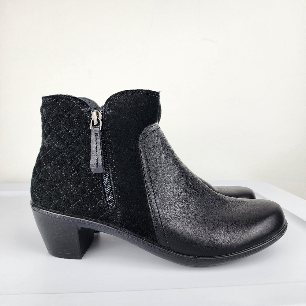 hotter Black Leather Quilted Suede Back Ankle Boots with Side Zip Size 10 - Picture 5 of 14